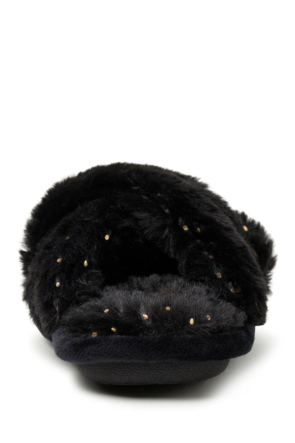 DEARFOAMS Ava Faux Fur Sparkle Crossband Slipper, Alternate, color, 