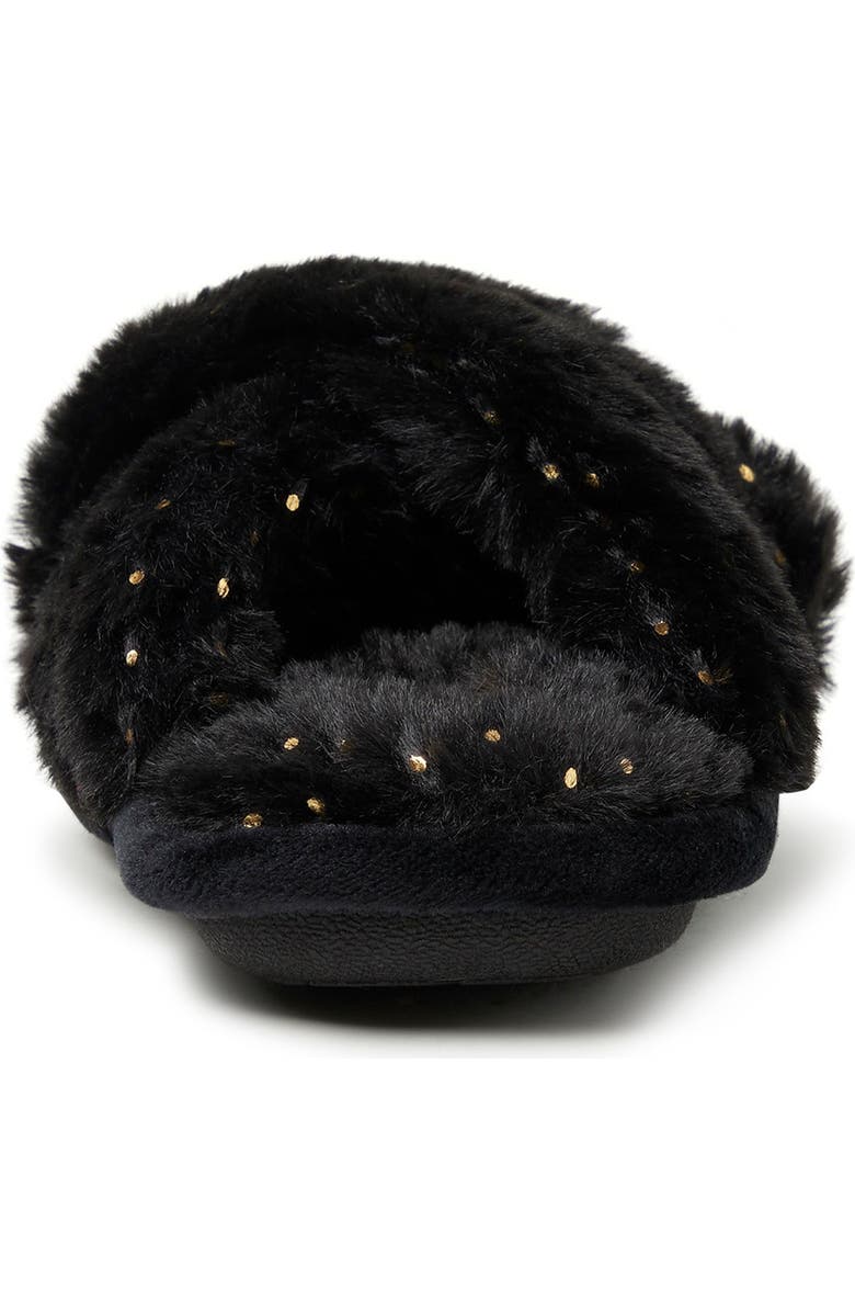 DEARFOAMS Ava Faux Fur Sparkle Crossband Slipper, Alternate, color,