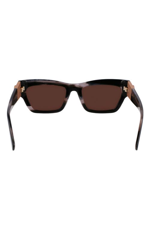Longchamp Medallion 53mm Modified Rectangular Sunglasses In Striped Black