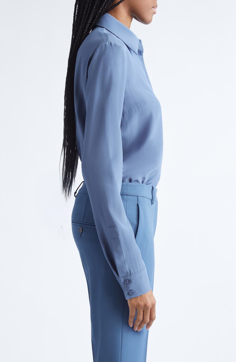 Michael Kors Collection Hansen Silk Crêpe de Chine Shirt, Alternate, color, Steel