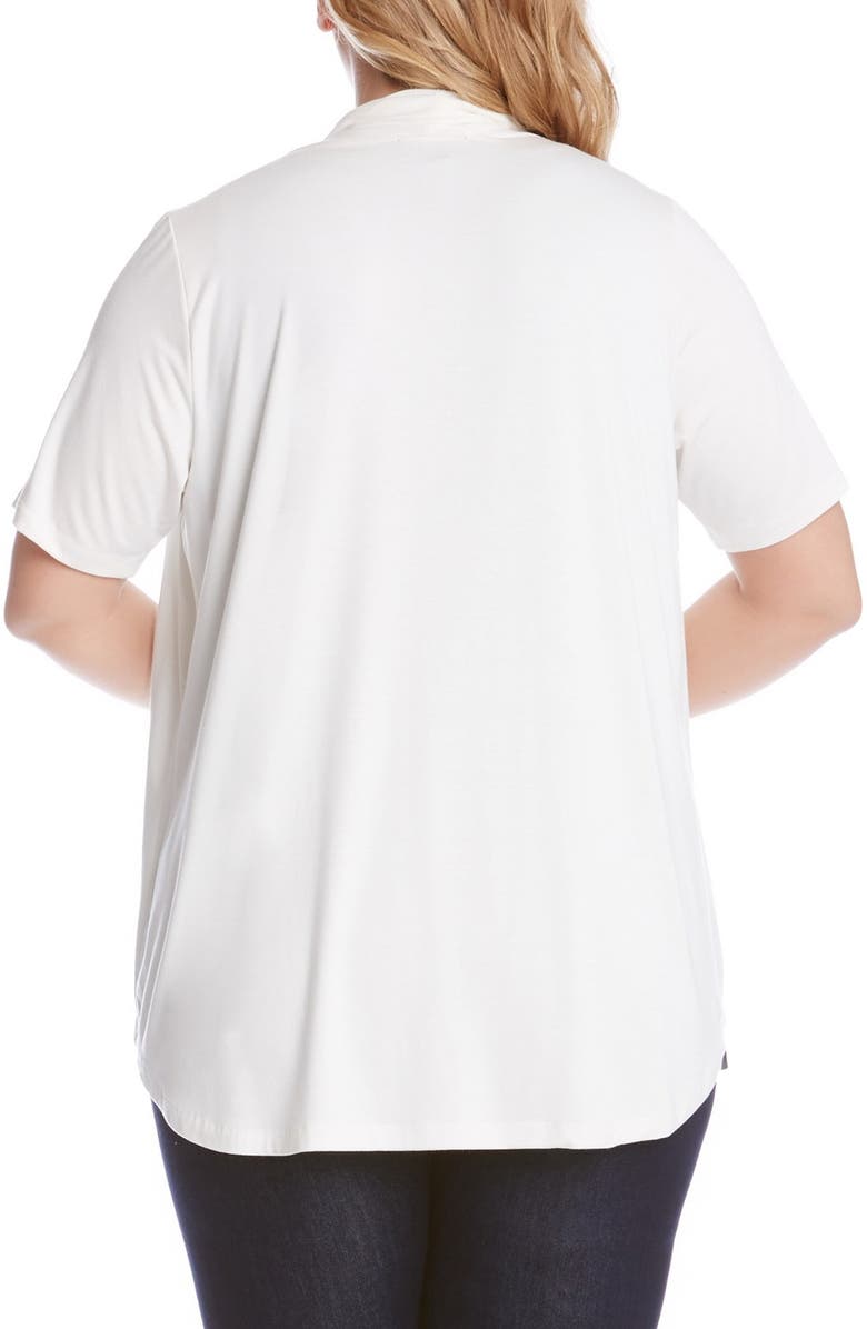 Karen Kane 'Sophie' Short Sleeve Open Front Jersey Cardigan, Alternate, color, White