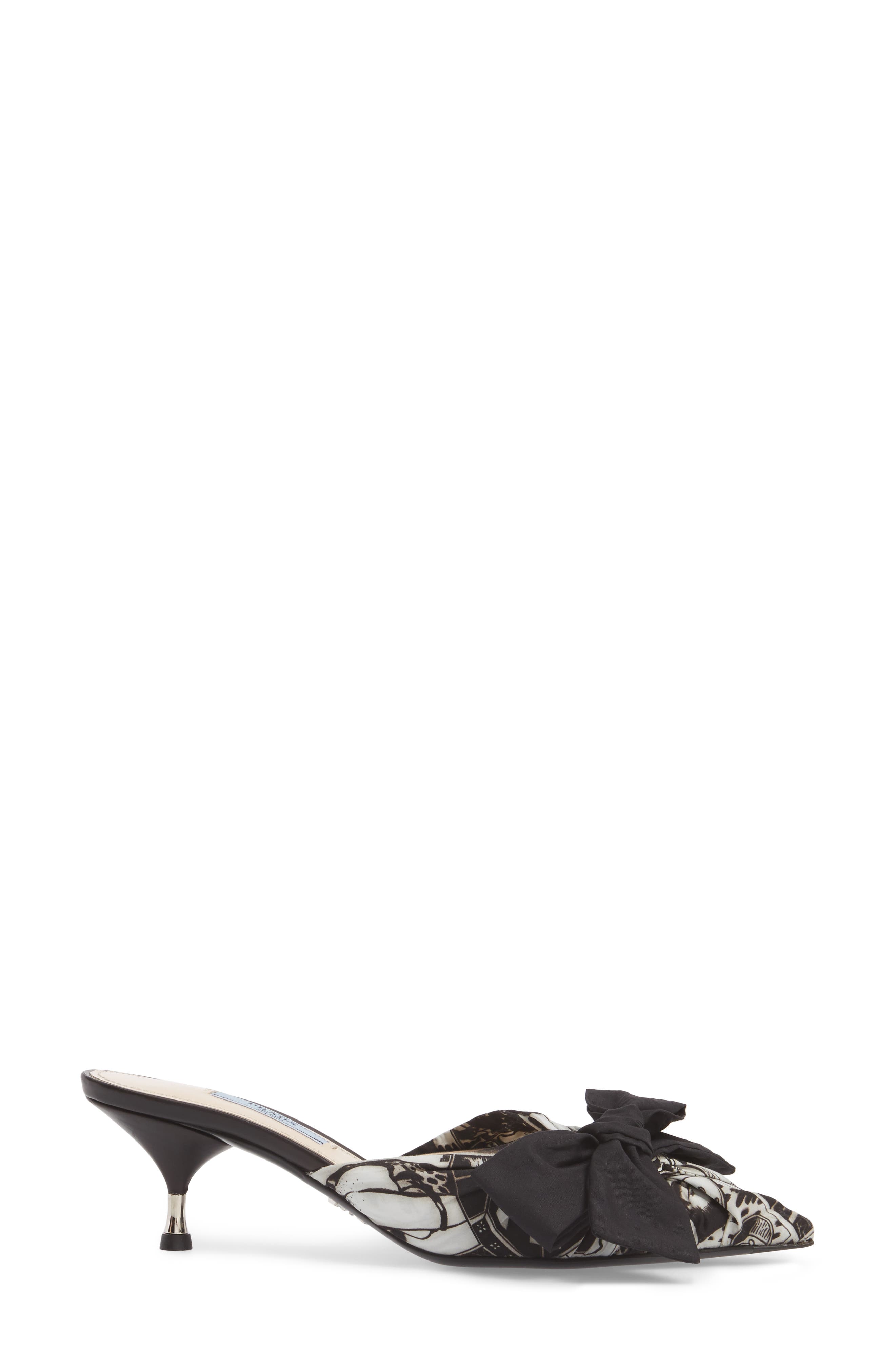 Prada Bow Pointy Toe Mule, Alternate, color, 