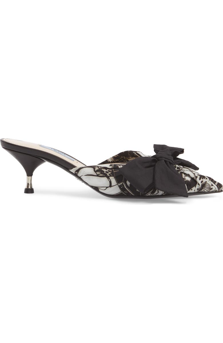 Prada Bow Pointy Toe Mule, Alternate, color,