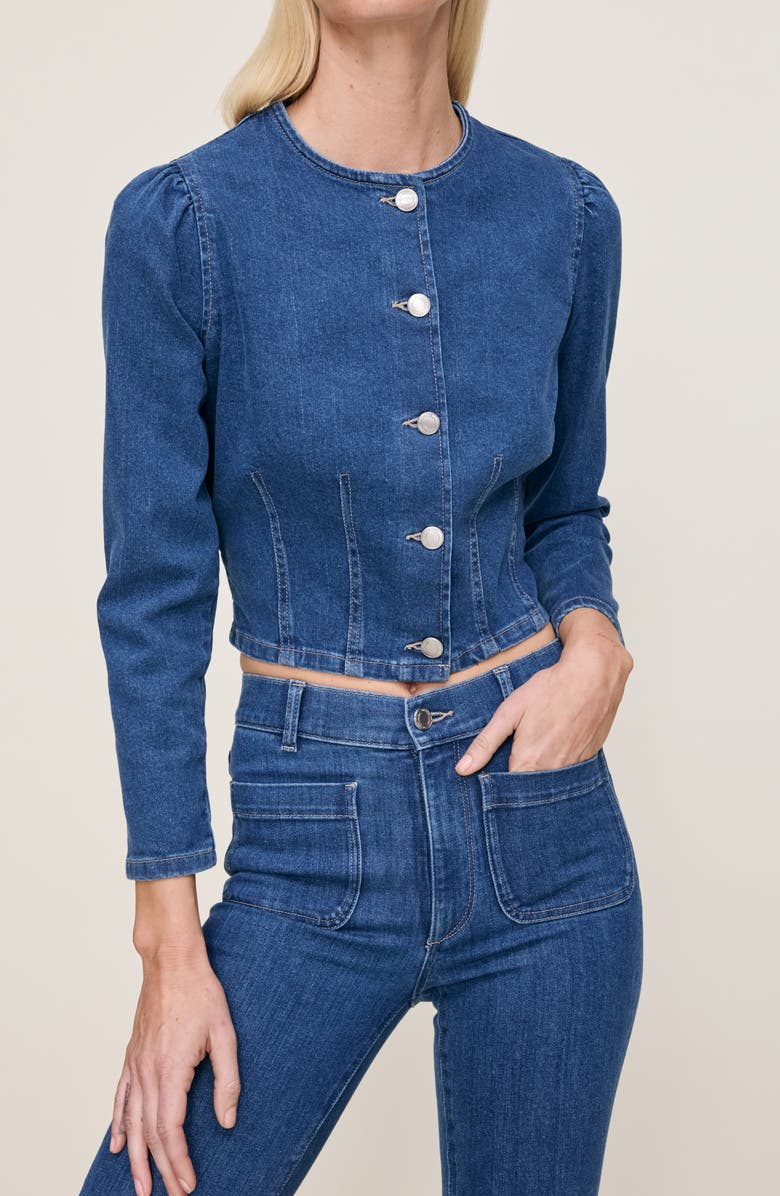 DL1961 Sculpted Denim Top, Main, color, Blue Water