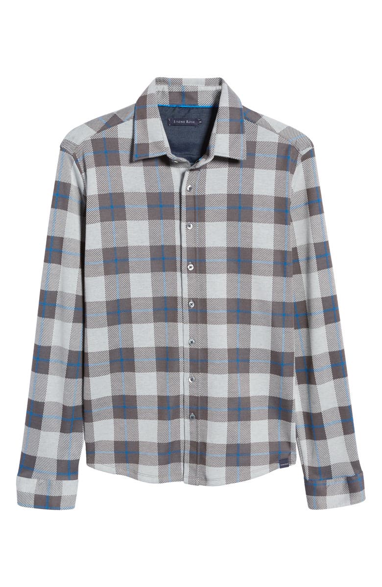 Stone Rose Men's Check Plaid Button-Up Shirt, Alternate, color, Grey