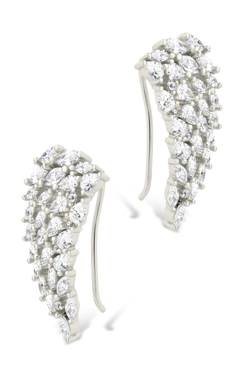 Sterling Forever Ryan Cubic Zirconia Ring Ear Crawlers, Alternate, color, Silver