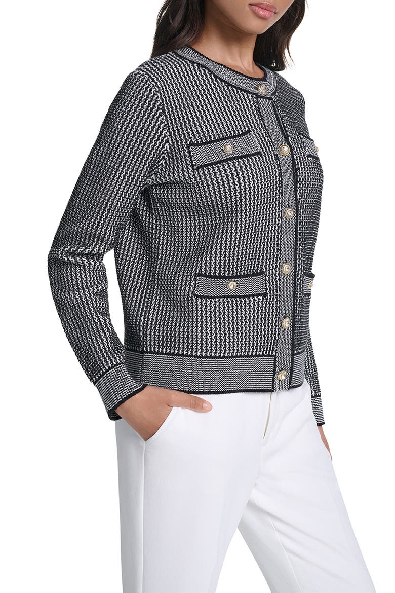 Four Pocket Cardigan, Alternate, color, BLACK/ SOFT WHITE
