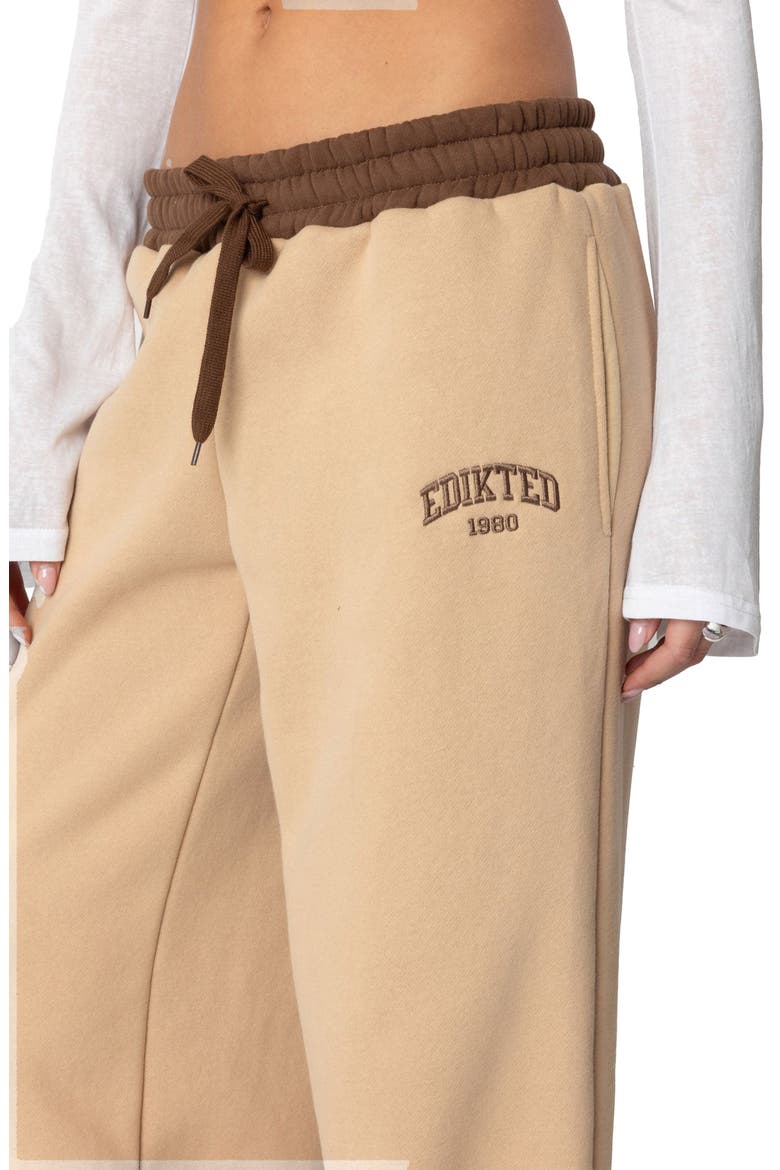 Contrast Waist Logo Wide Leg Sweatpants, Alternate, color, CAMEL