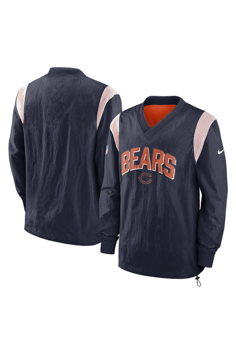 Men's Nike Navy Chicago Bears Sideline Athletic Stack V-Neck Pullover Windshirt Jacket, Alternate, color, Navy