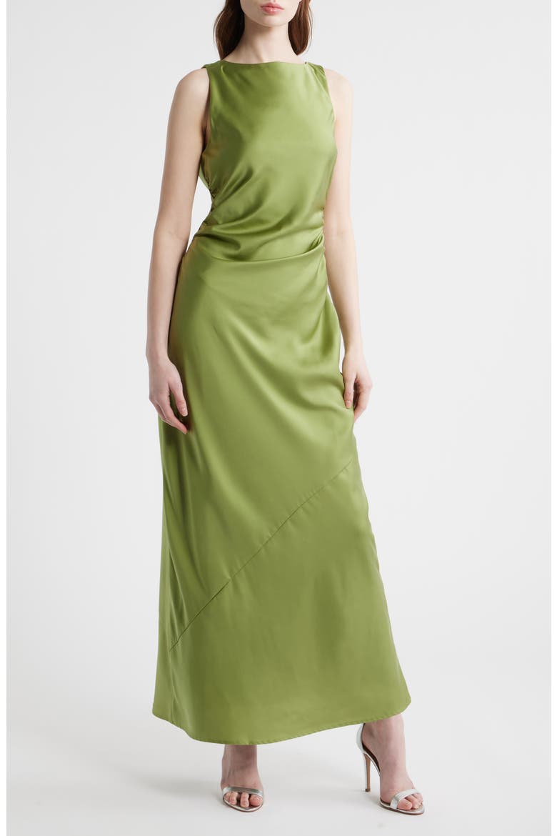 Isadora Open Cowl Back Cocktail Dress, Main, color, OLIVE