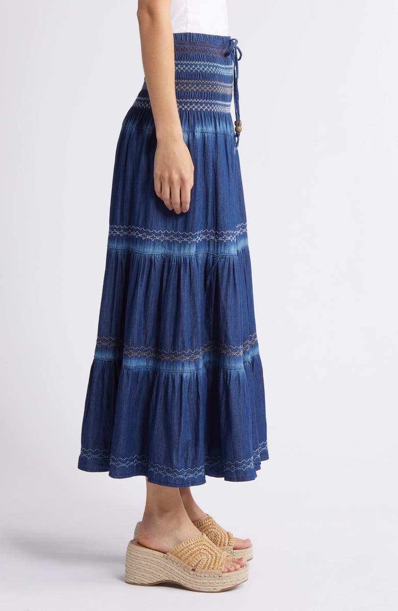 NIKKI LUND Selena Embroidered Denim Maxi Skirt, Alternate, color, 