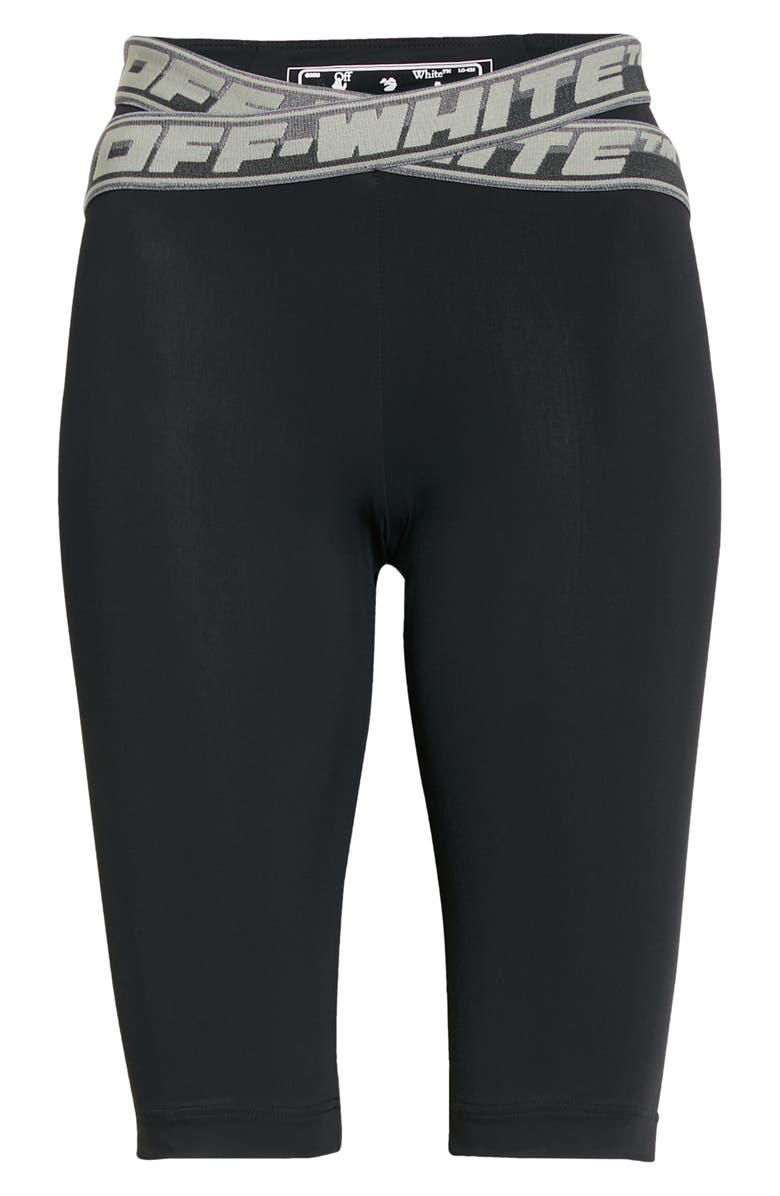 Off-White Logo Band Athletic Shorts, Alternate, color, Black