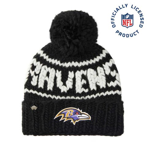 Black Ravens Nfl Beanie With Yarn Pom Pom
