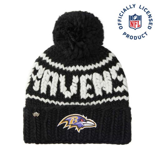 Lele Sadoughi Black Ravens Nfl Beanie With Yarn Pom Pom In Black