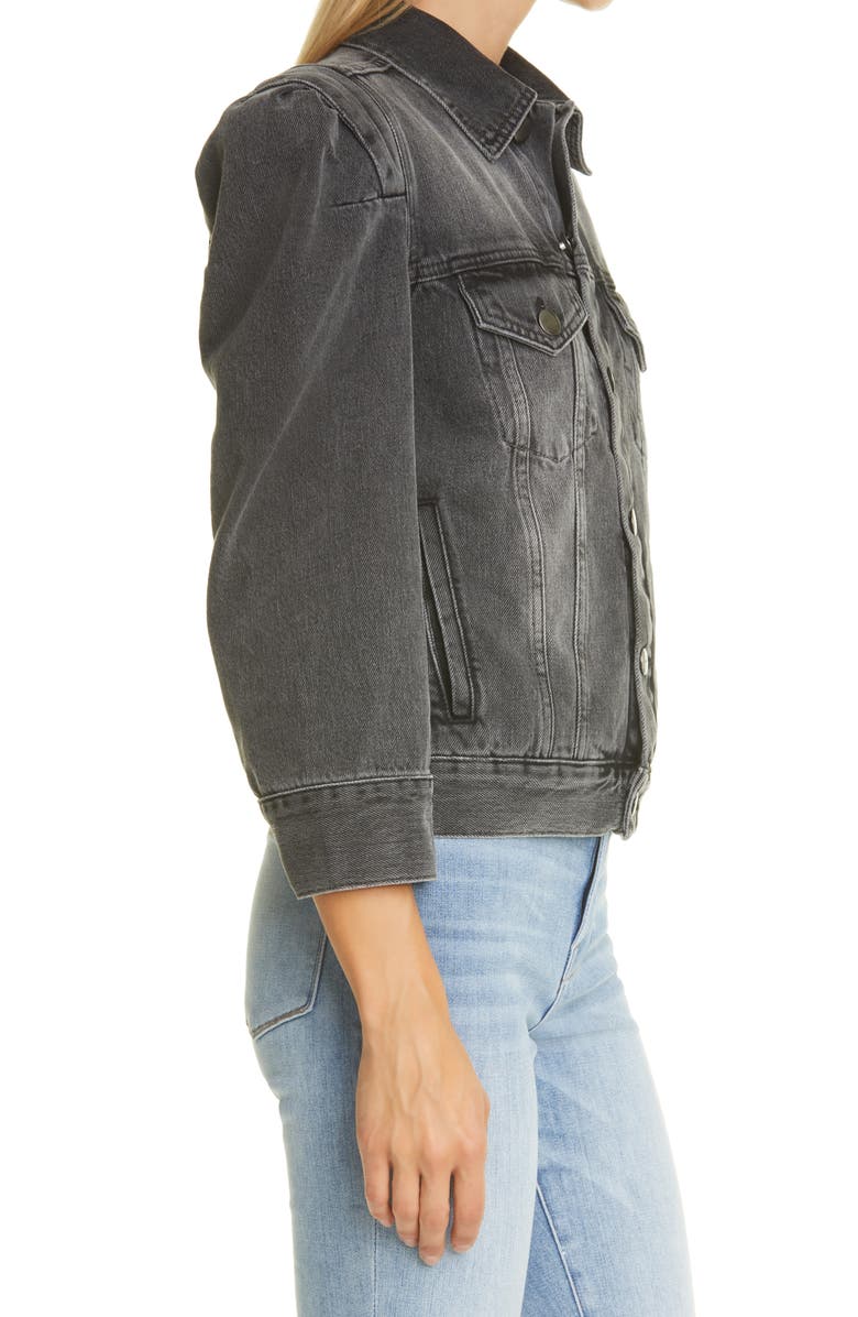 FRAME Rosette Sleeve Denim Jacket, Alternate, color,
