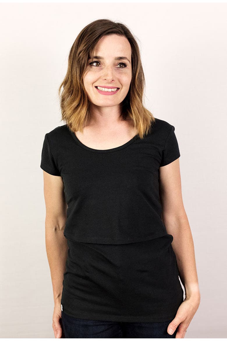 Short Sleeve Nursing T-shirt, Main, color, Black