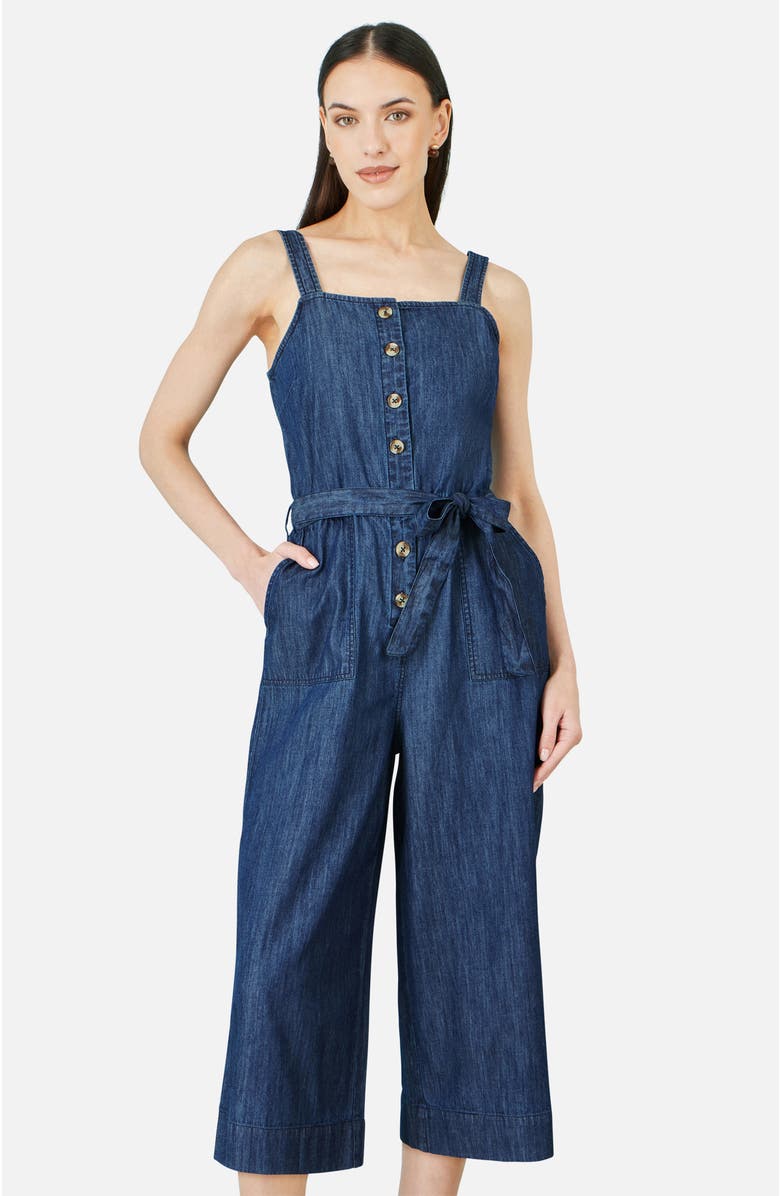 Yumi Chambray Button Through Jumpsuit, Alternate, color, Blue