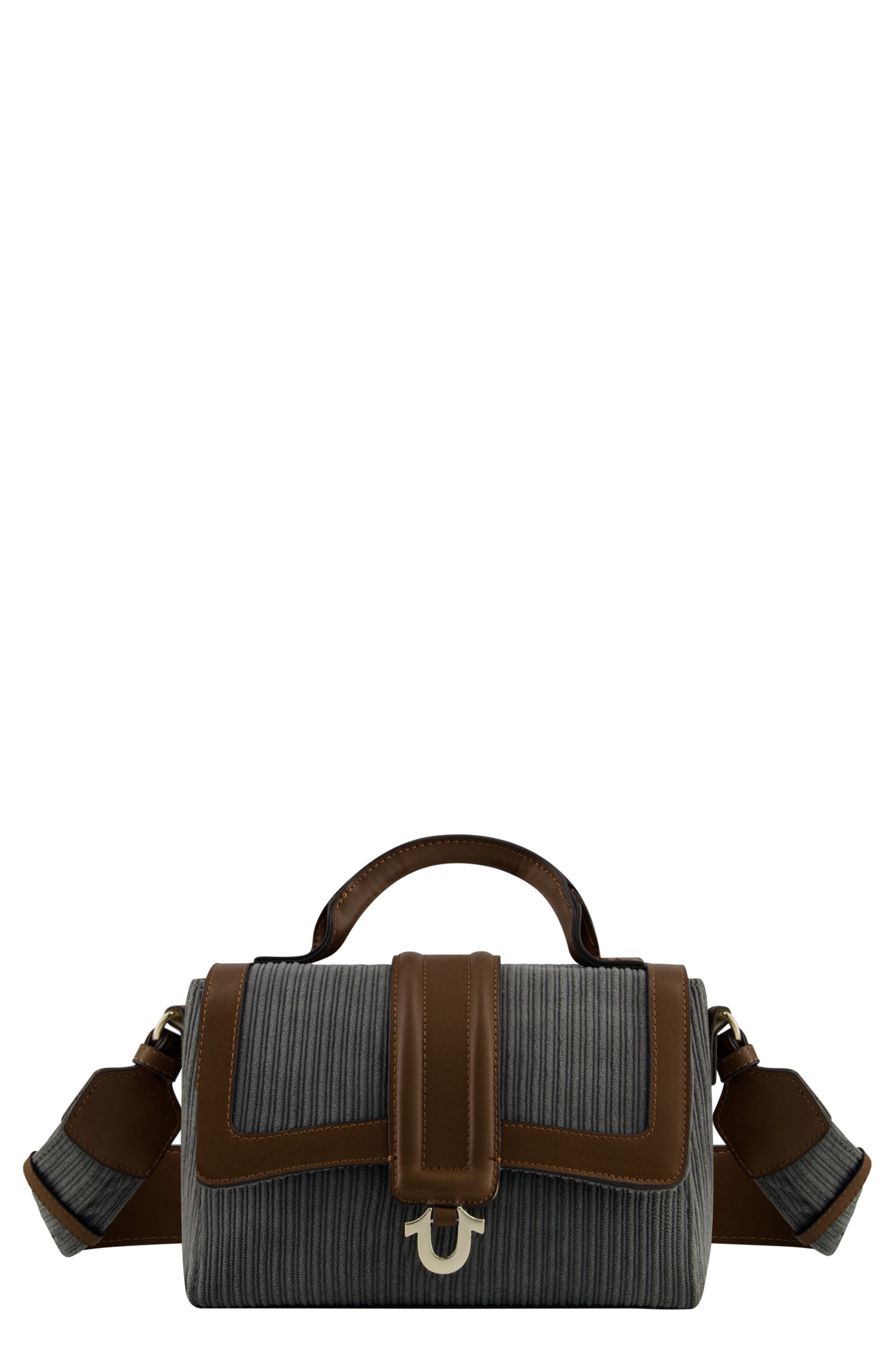 True Religion Corduroy Mini Satchel Bag, Main, color, Grey