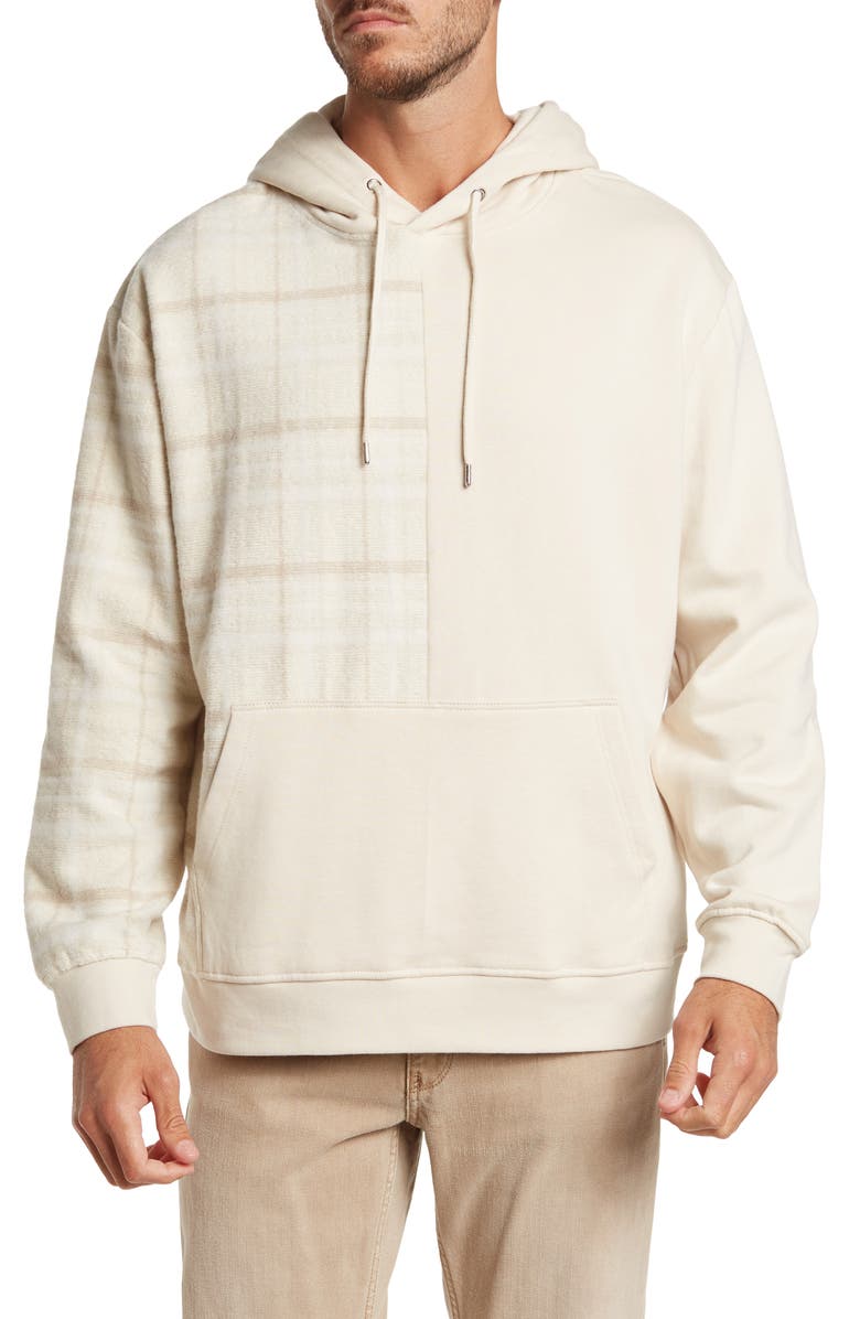 Topman Textured Spliced Check Hoodie, Main, color, 