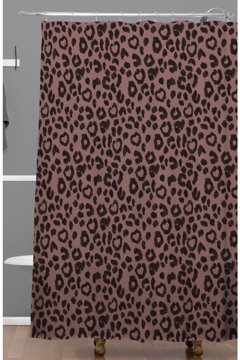 Ash Leo Love Shower Curtain, Alternate, color, BROWN/ BLACK