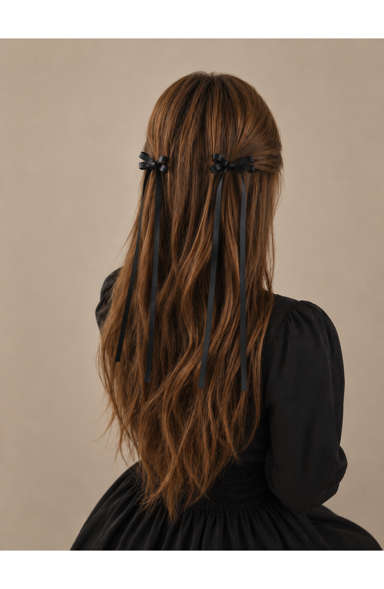 Puttisu Ribbon Bow Clip Set, Alternate, color, Black