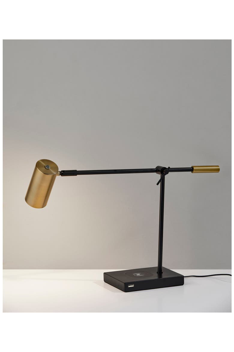 Collette Charging Desk Lamp, Alternate, color, BLACK WITH ANTIQUE BRASS