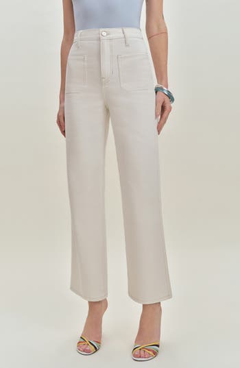 Reformation Alyssa Stretch High Rise Wide Leg Cropped Jeans In White