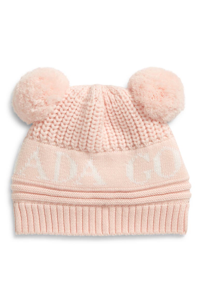 Double Pompom Hat, Main, color, SOFT PINK