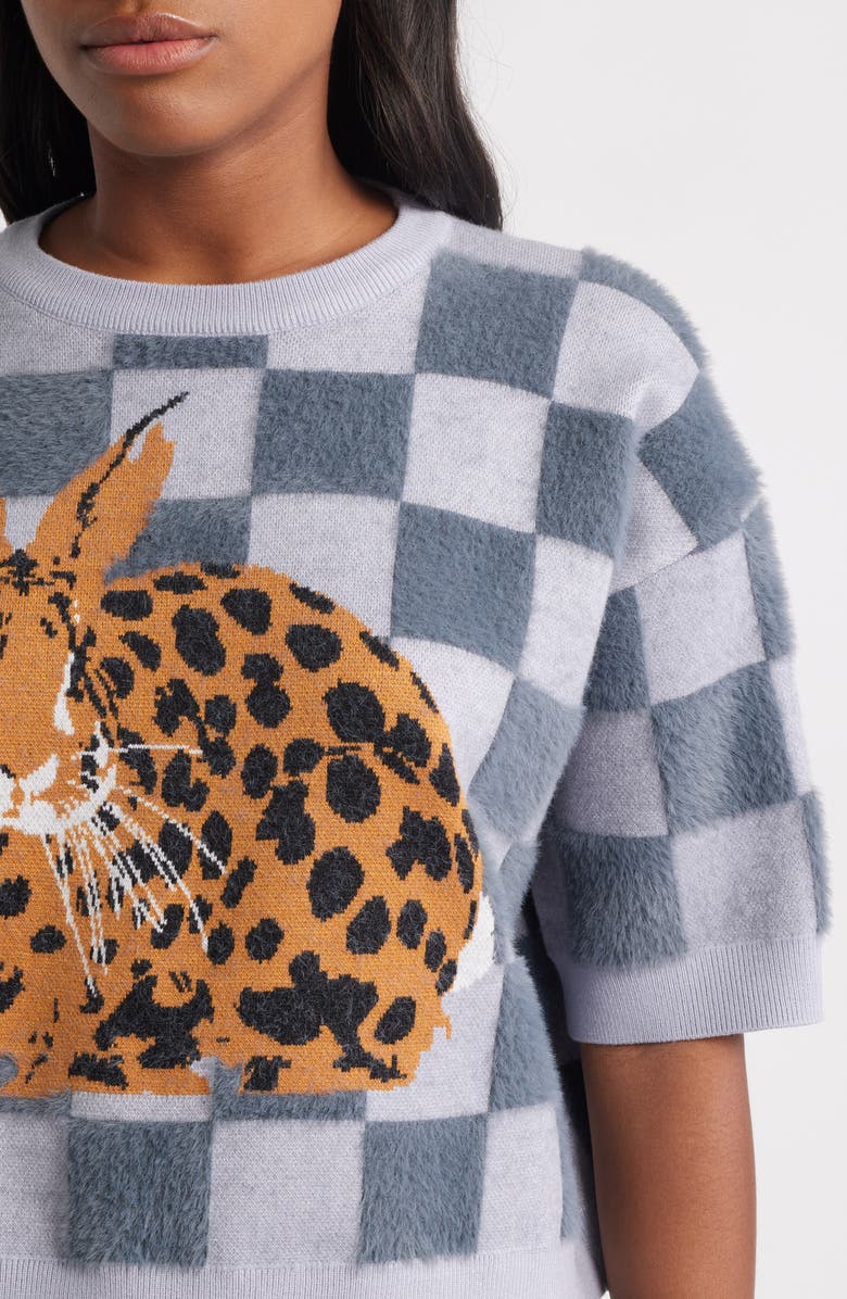 Dressed in Lala Leopard Bunny Short Sleeve Sweater, Alternate, color, 