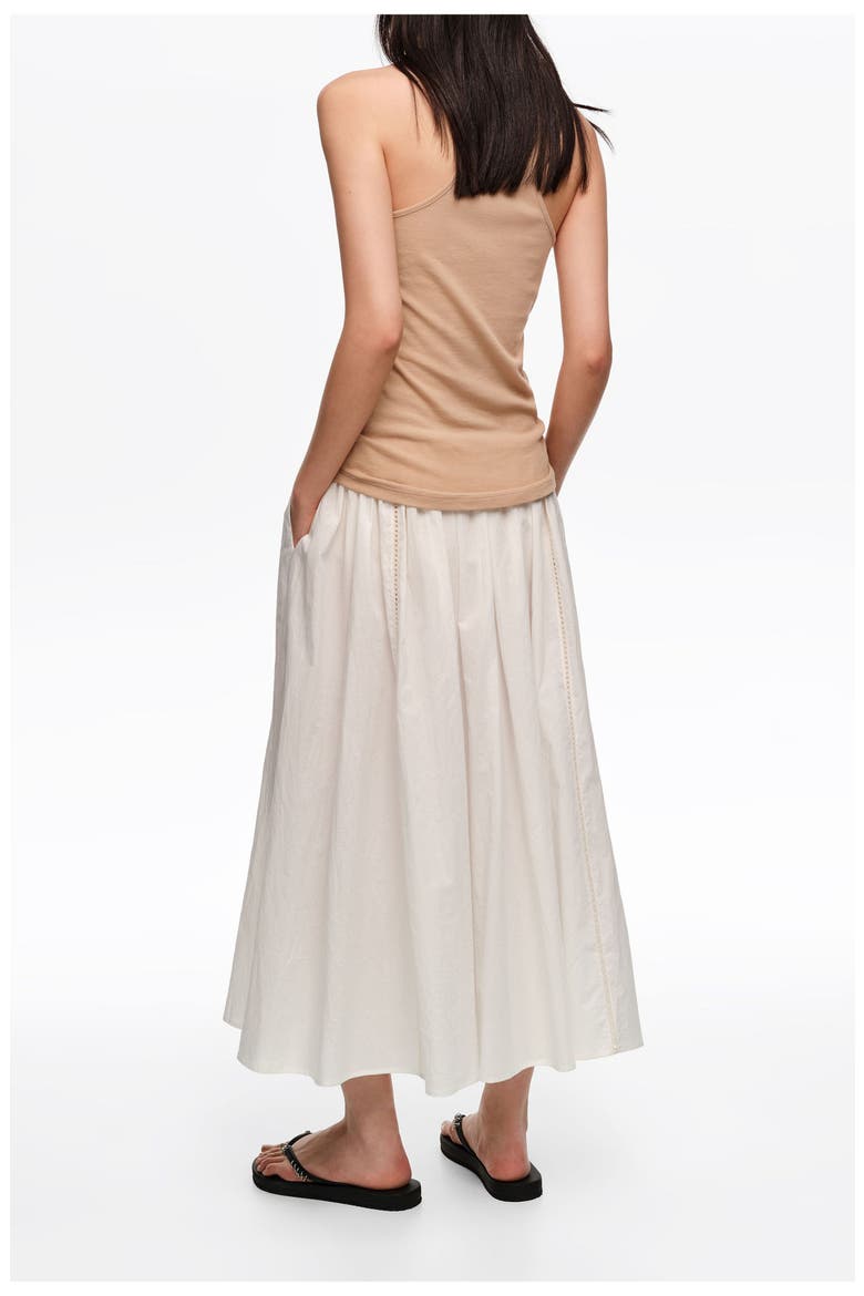 Gathered Voluminous Cotton Skirt, Alternate, color, WHITE