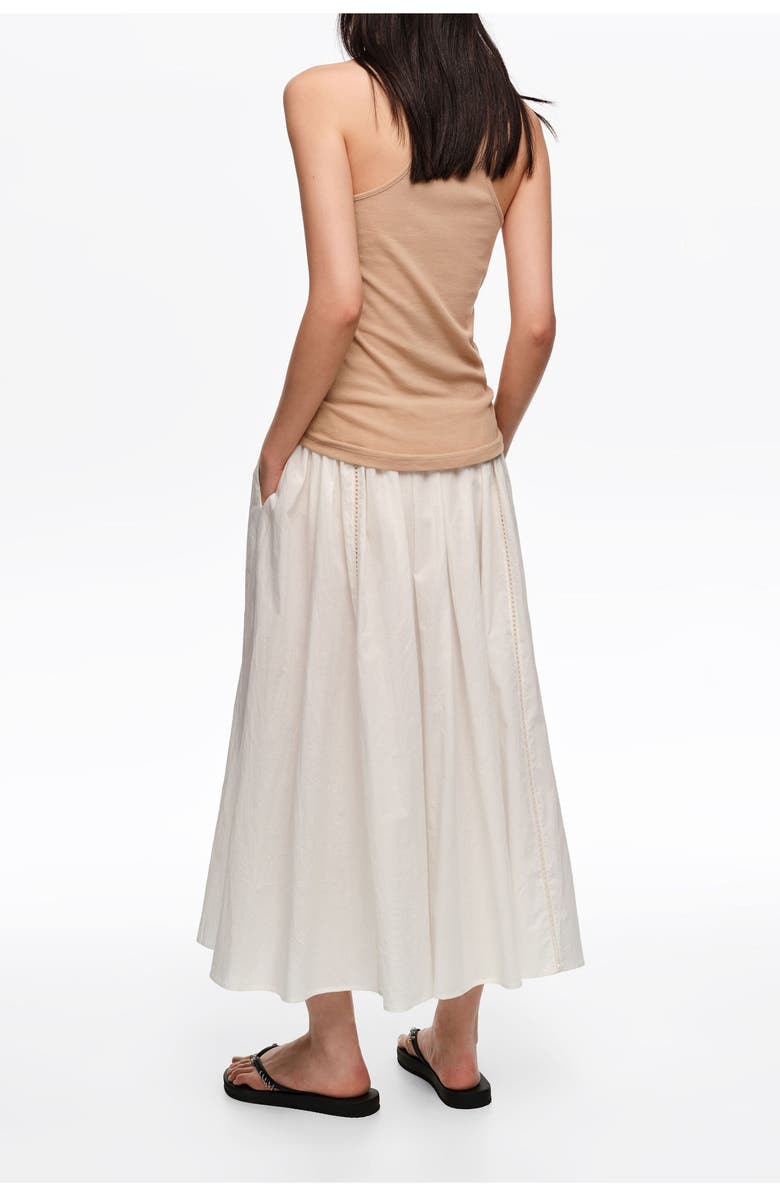 Bimba y Lola Gathered Voluminous Cotton Skirt, Alternate, color, White