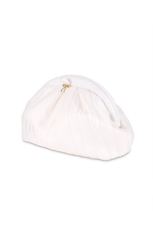 Jewel Badgley Mischka Vale Pleated Tulle And Satin Mini Pouch Clutch In White