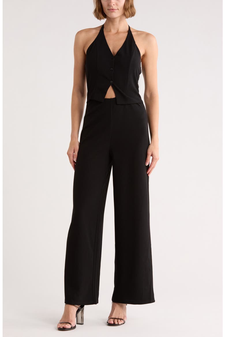 Halter Neck Vest Jumpsuit, Main, color, BLACK