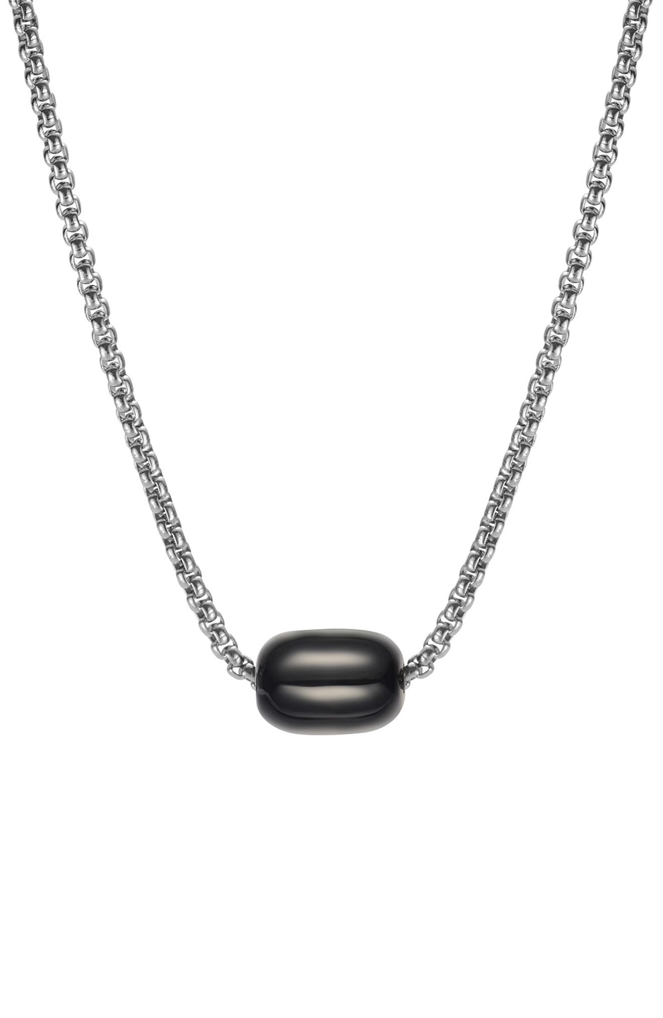 VAN HEUSEN Men's Stainless Steel Semiprecious Stone Bead Pendant Necklace
