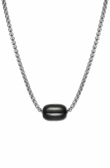 VAN HEUSEN Men's Stainless Steel Semiprecious Stone Bead Pendant Necklace