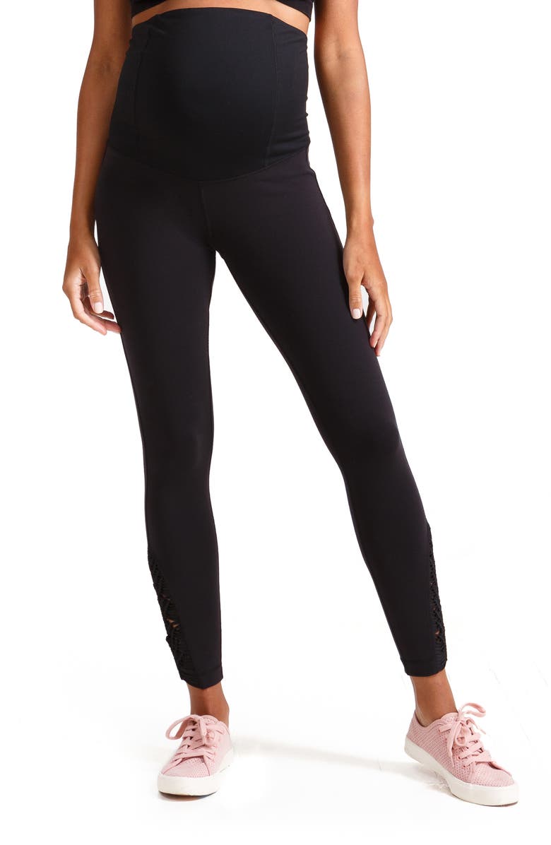 Ingrid & Isabel<sup>®</sup> Active Maternity Leggings with Macramé Detail, Main, color, 