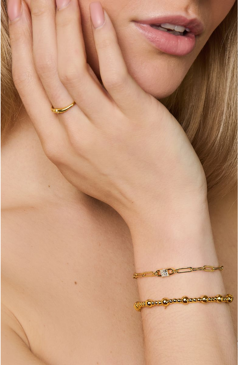 Little Sky Stone Birthstone Paperclip Chain Bracelet, Alternate, color, Moissanite