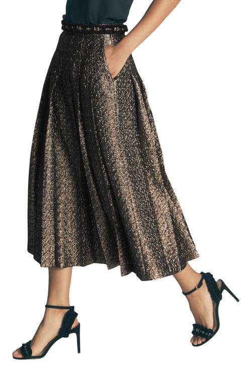 Aya Metallic Jacquard Midi Skirt