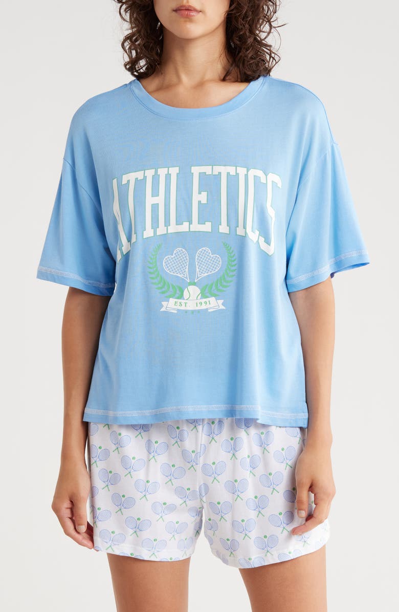 PJ Salvage T-Shirt & Boxer Shorts Pajamas, Main, color, Peri