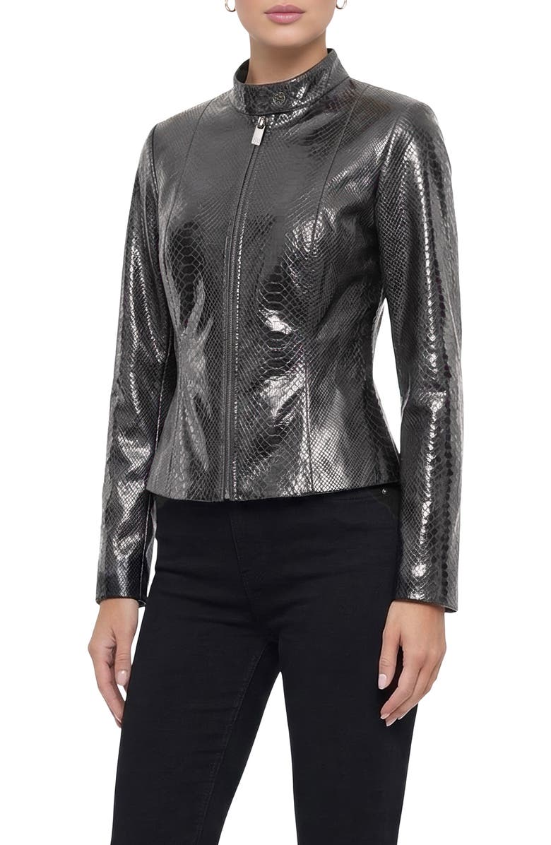 GORSKI Genuine Metis Suede Pythn Printed Zip Jacket, Alternate, color, Anthracite