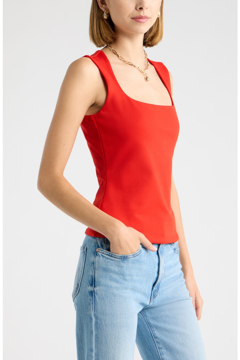 Square Neck Ponte Top, Alternate, color, RED RUSH
