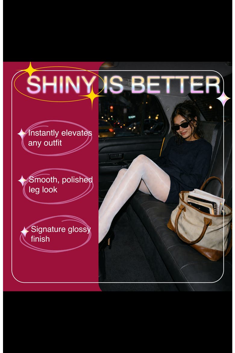 3-Pack ​Glossy Colored Fashion ​Sheer Tights for Women, Alternate, color, White