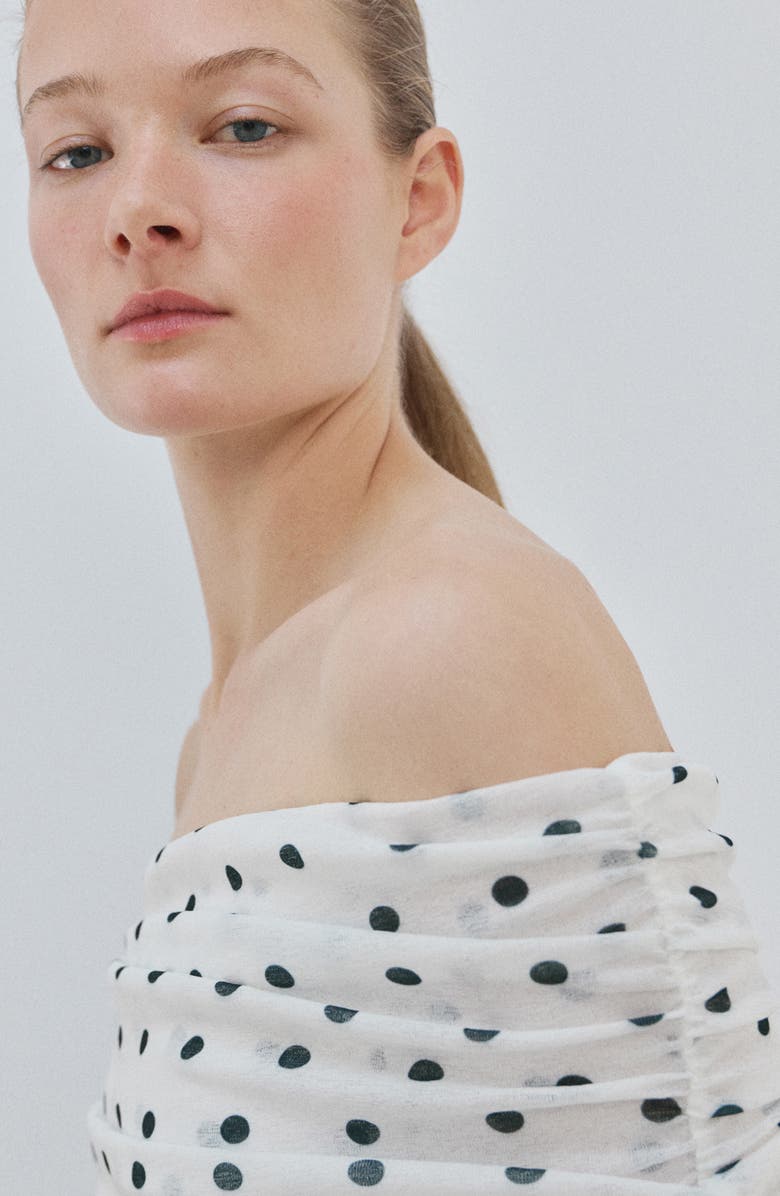 MANGO Off the Shoulder Long Sleeve Top, Alternate, color, White