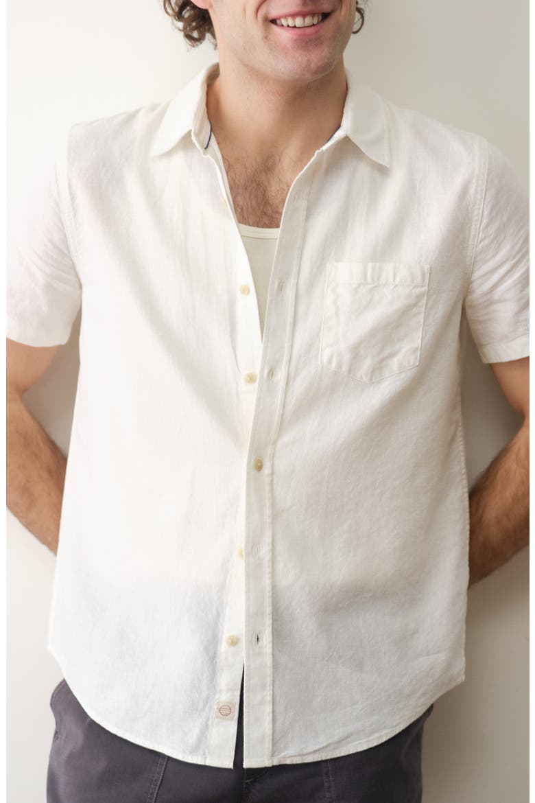Better-than-Linen Hemp Blend Button-Down Shirt, Alternate, color, WHITE