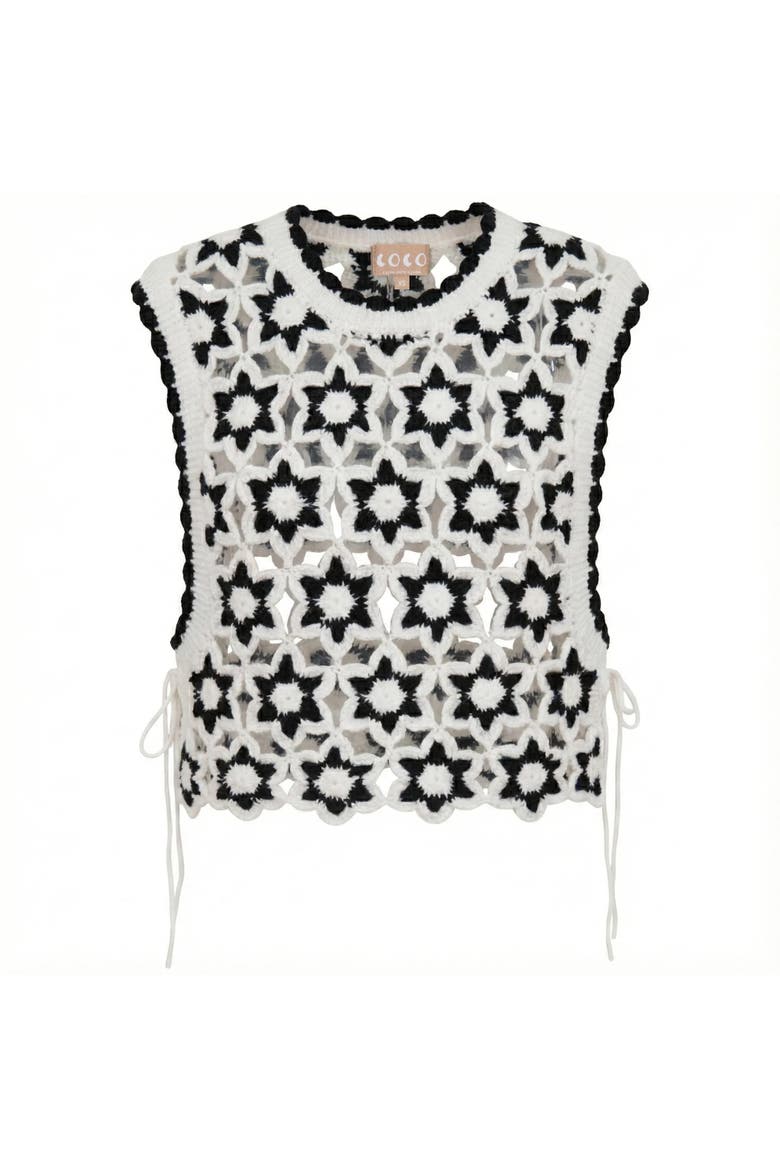 Brocade Crochet Bow Tie Knit Vest, Main, color, Black/Cream