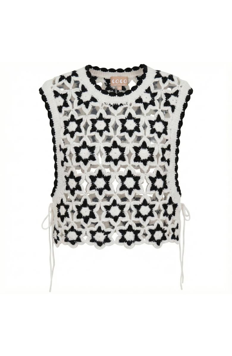 Coco Brocade Crochet Bow Tie Knit Vest, Main, color, Black/Cream