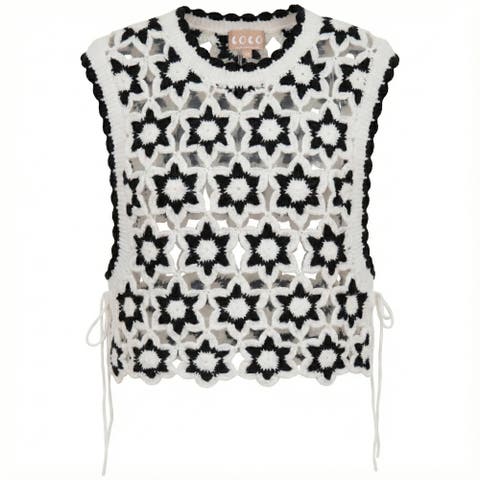 Brocade Crochet Bow Tie Knit Vest