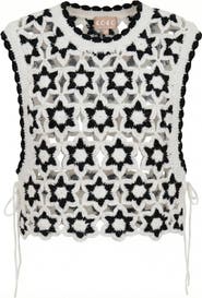 Coco Brocade Crochet Bow Tie Knit Vest