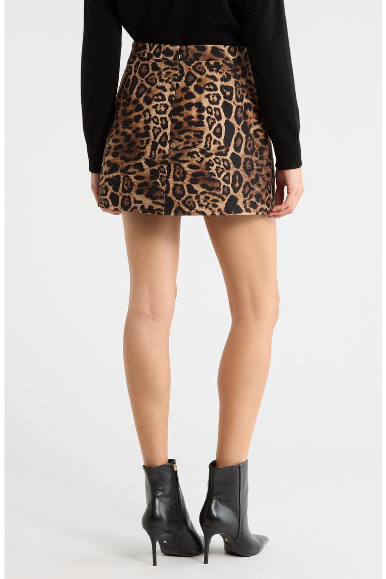 Cyra Leopard Print Cotton Miniskirt, Alternate, color, BROWN MULTI PATCH LEOPARD