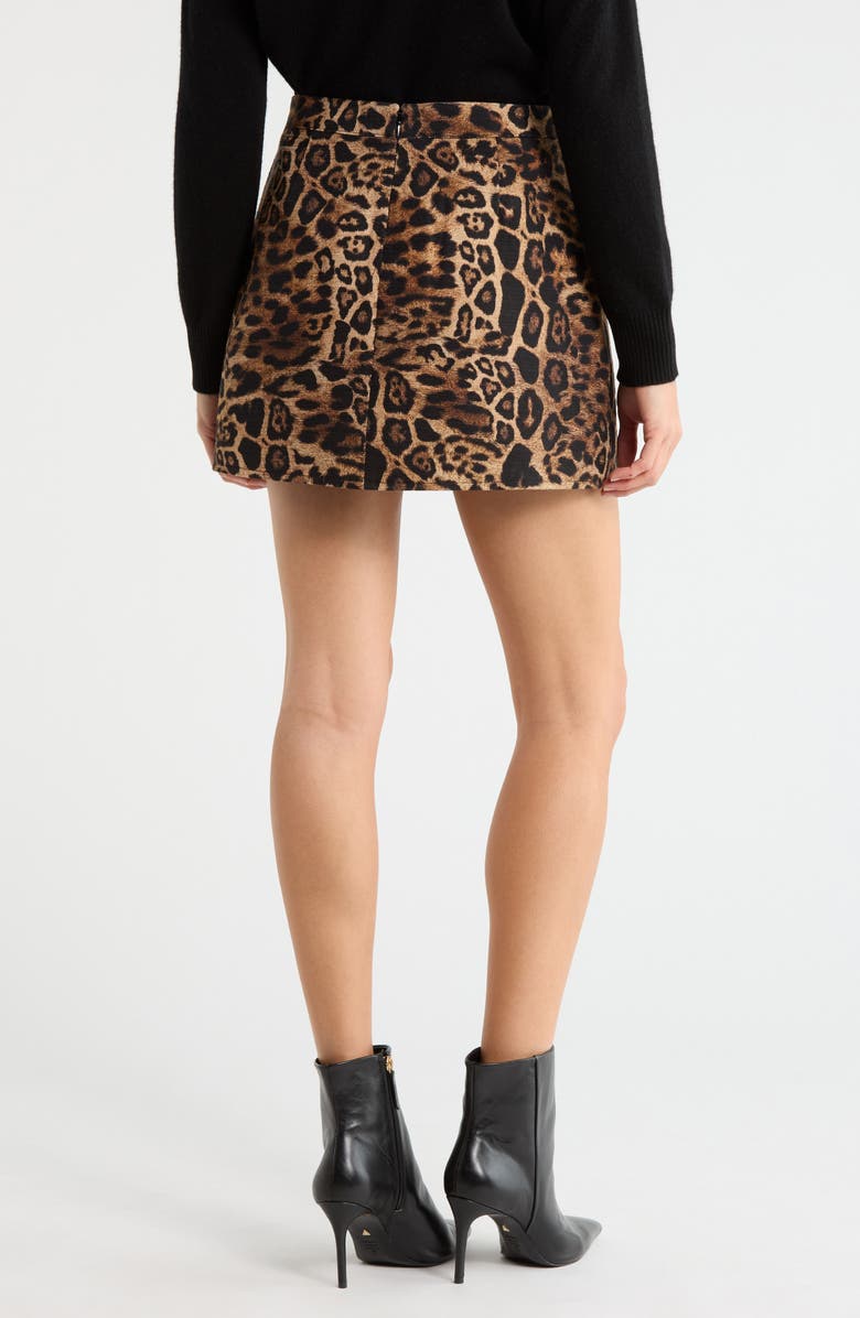 L'AGENCE Cyra Leopard Print Cotton Miniskirt, Alternate, color, Brown Multi Patch Leopard